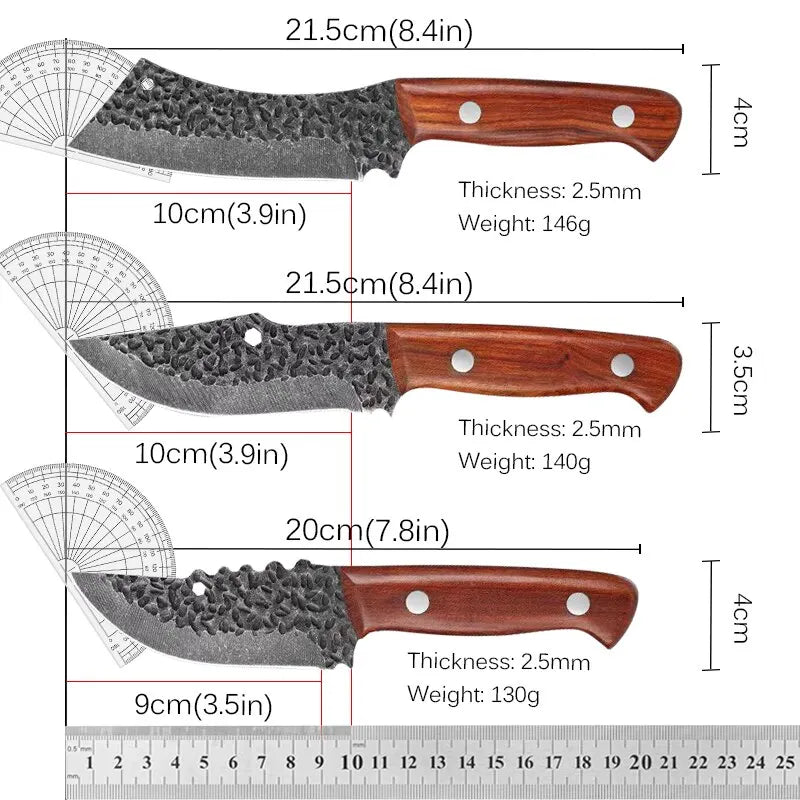 Couteau de cuisine en acier inoxydable forgé à la main